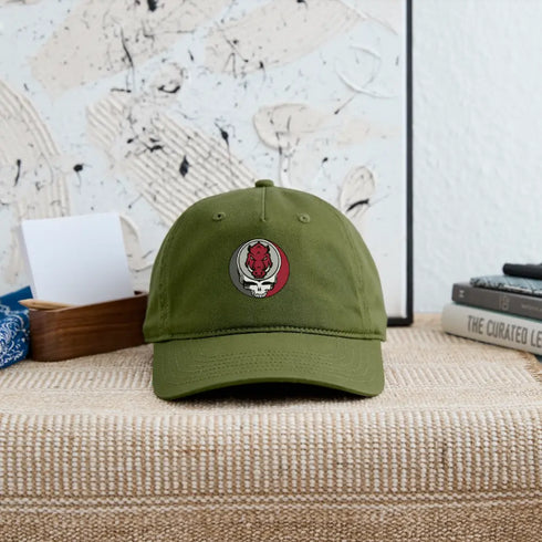University of Arkansas Grateful Dead Stealie Dad Hat - olive green